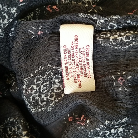 "Mudd" Size M Dark Navy Sheer Boho Top - Picture 11 of 12